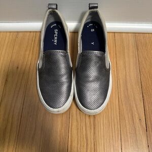 Sperry Gray/Silver Slip On Shoes